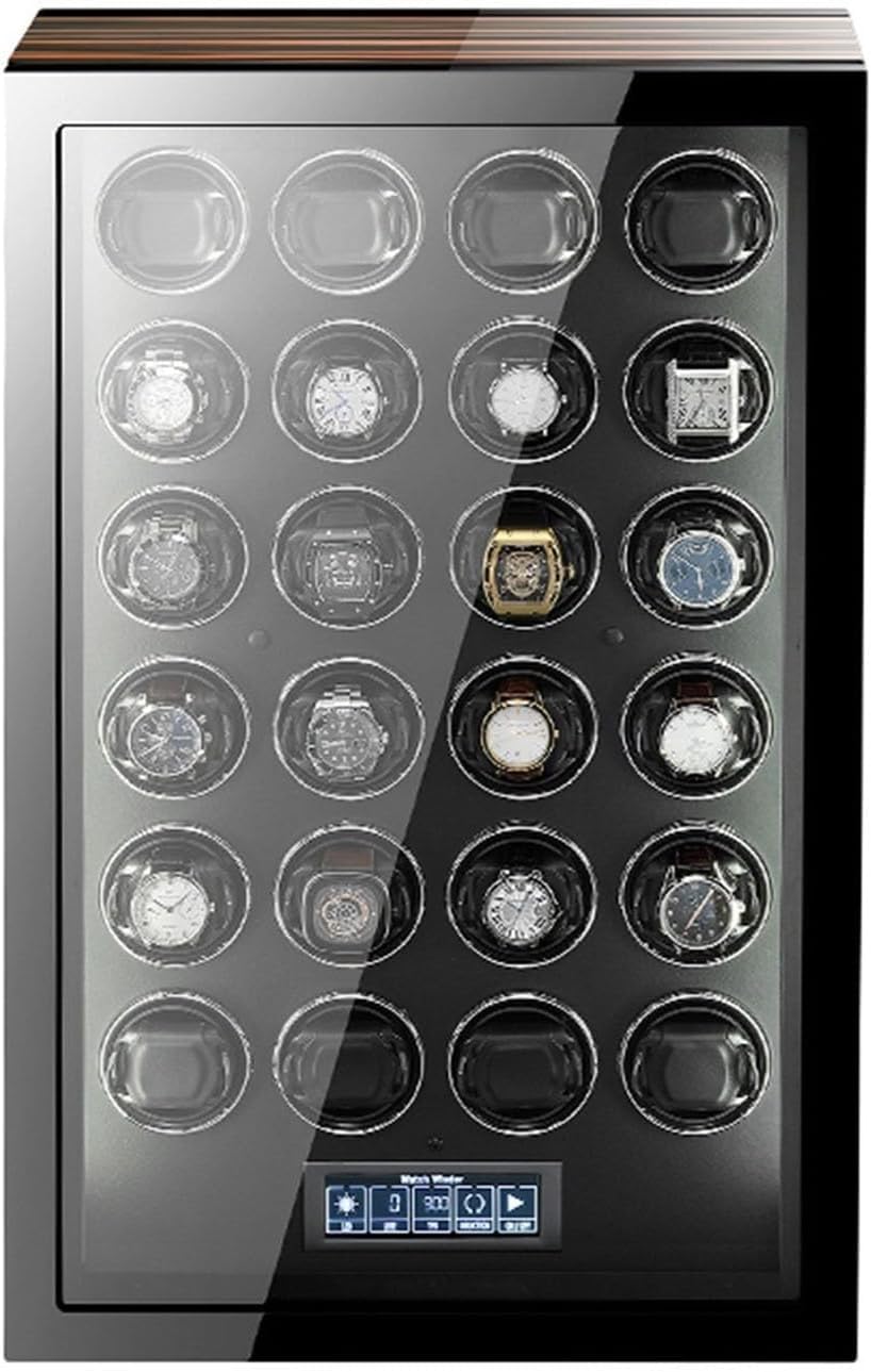 CGCSYZ Watch Winder for 24 Automatic Watches, Ultra-Quiet Motors, LED Illumination, LCD Touchscreen Control, Remote for Men & Women Watches