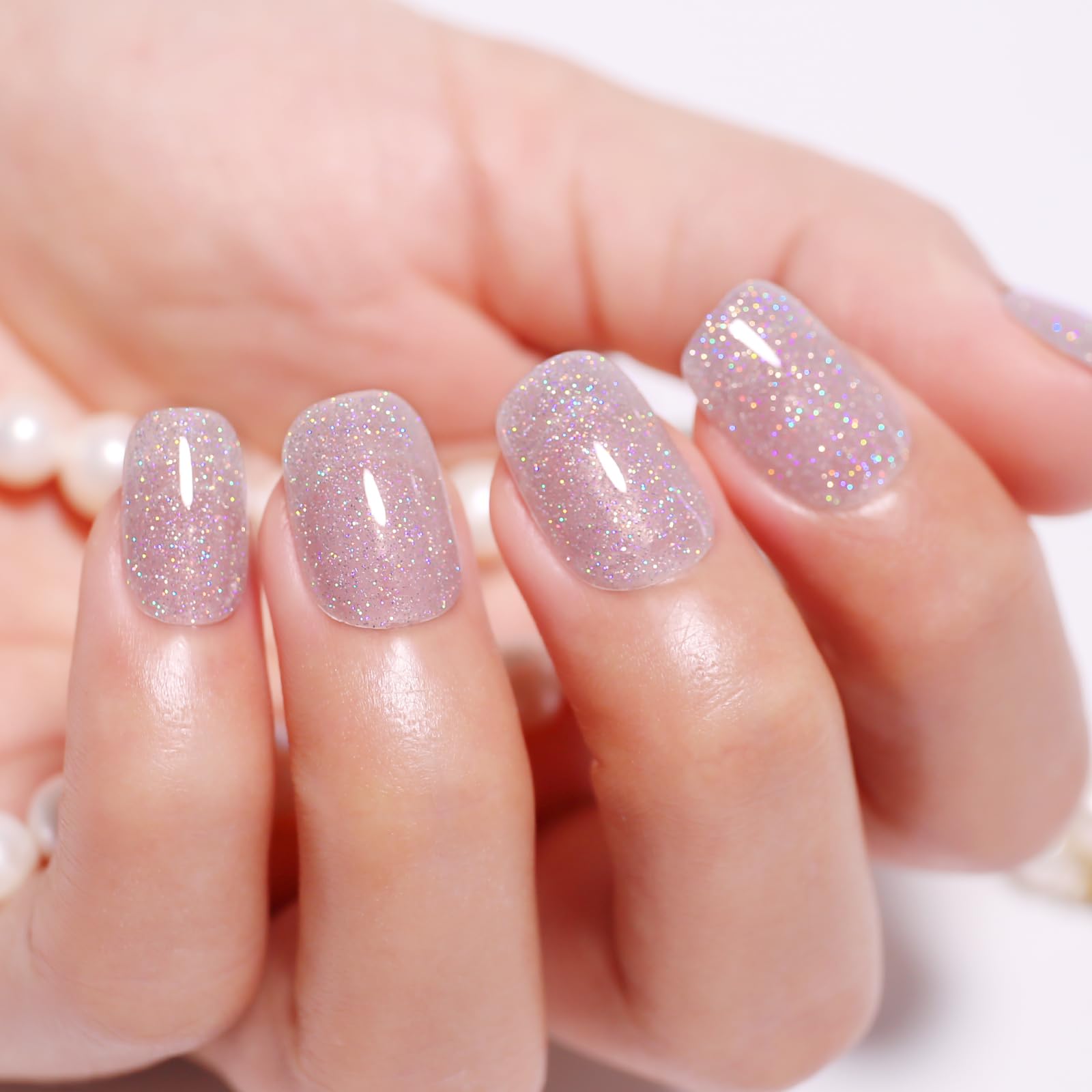Ozzeal Clear Silver Iridescent Glitter Gel Nail Polish - Sparkle Shimmer Summer Rainbow Soak-Off LED/UV for Art & DIY Manicure 15ml — view 5