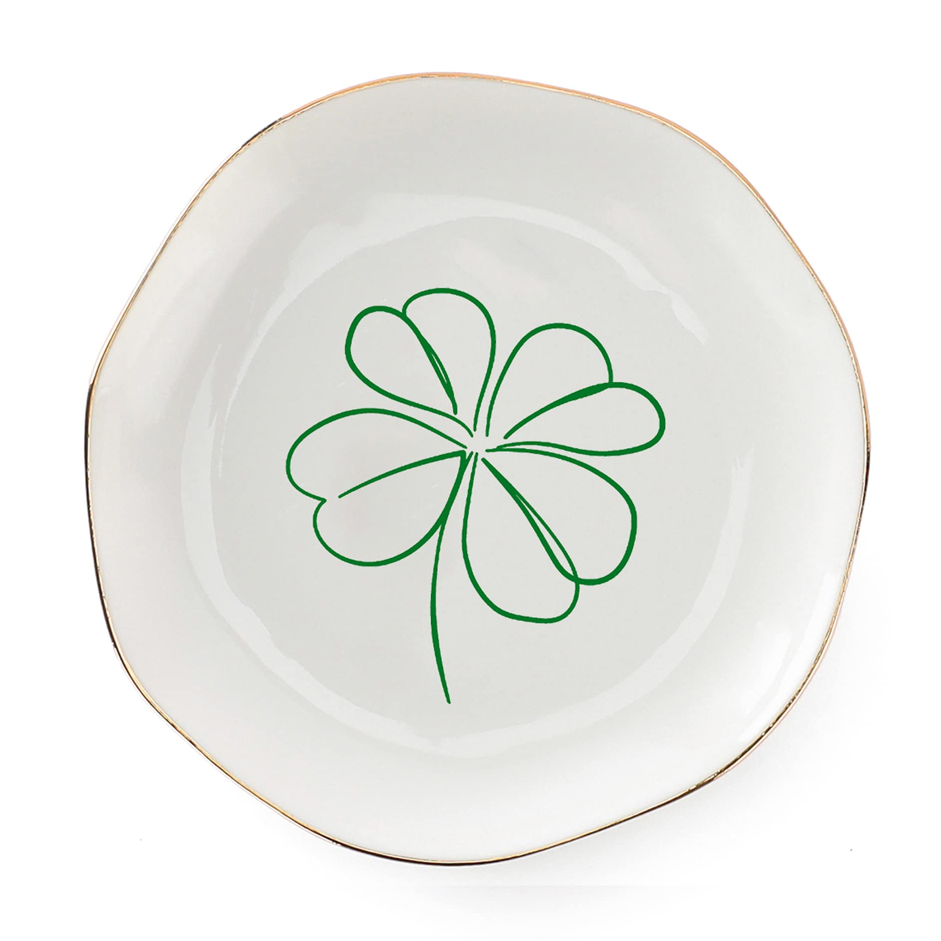 Four Leaf Clover Ring Dish, St Patrick's Day Gifts For Women, Irish Green Shamrock Jewelry Dish Room Bathroom Decor (Green Clover)