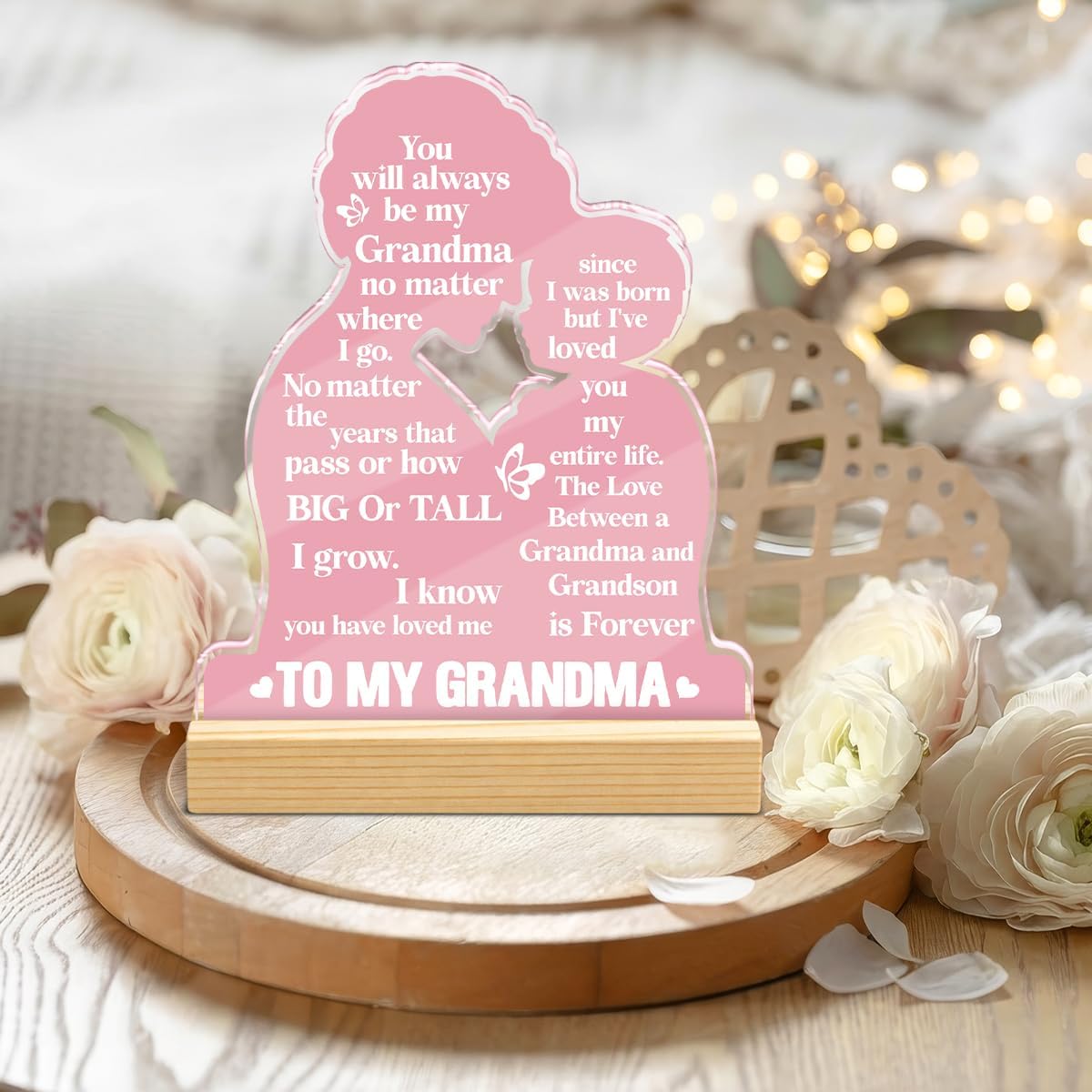 Grandma Gifts from Grandson, Mothers Day Birthday Gifts for Grandma Nana, To My Grandmother Sign Acrylic Keepsake Home Decor 4 x 5 Inch - Image 5