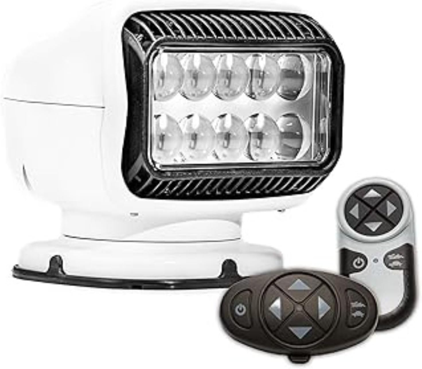 GO Light 20074GT Permanent-Mount LED Spotlight with Dual Wireless Remotes – Heavy-Duty Long-Range Work Light for Trucks, RVs, Boats, and Off-Road Vehicles – White