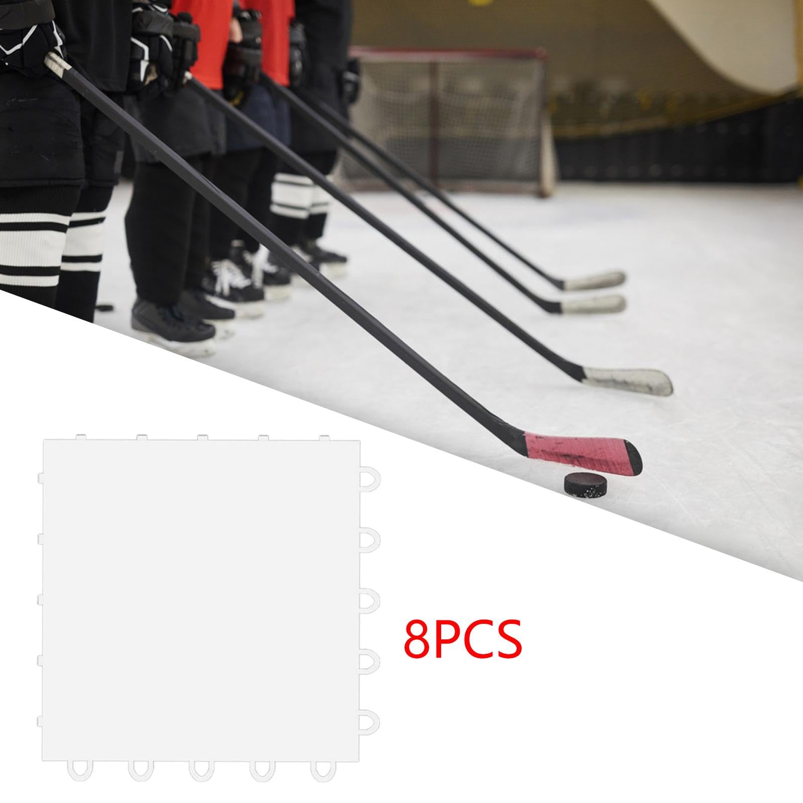 harayaa 8 Piastrelle di Ghiaccio 25 Cm X 25 Cm per Pista di Pattinaggio Artificiale, Tappetini per Allenamento di Hockey.