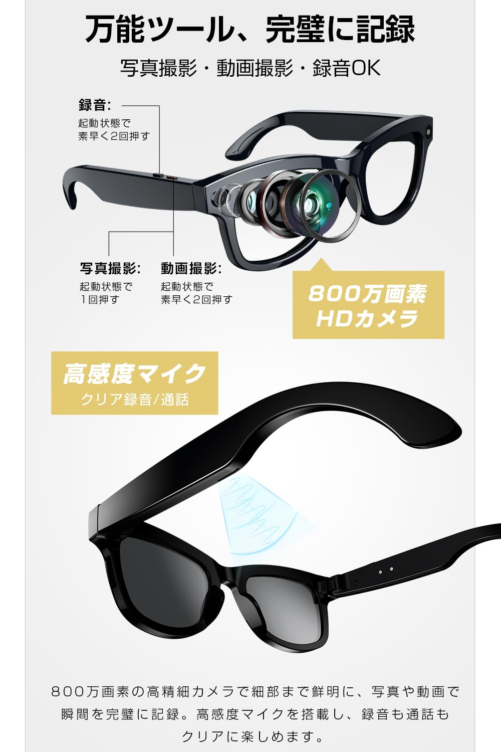Amazon | 明誠 スマートグラス Bluetooth 6.1 スマート翻訳メガネ