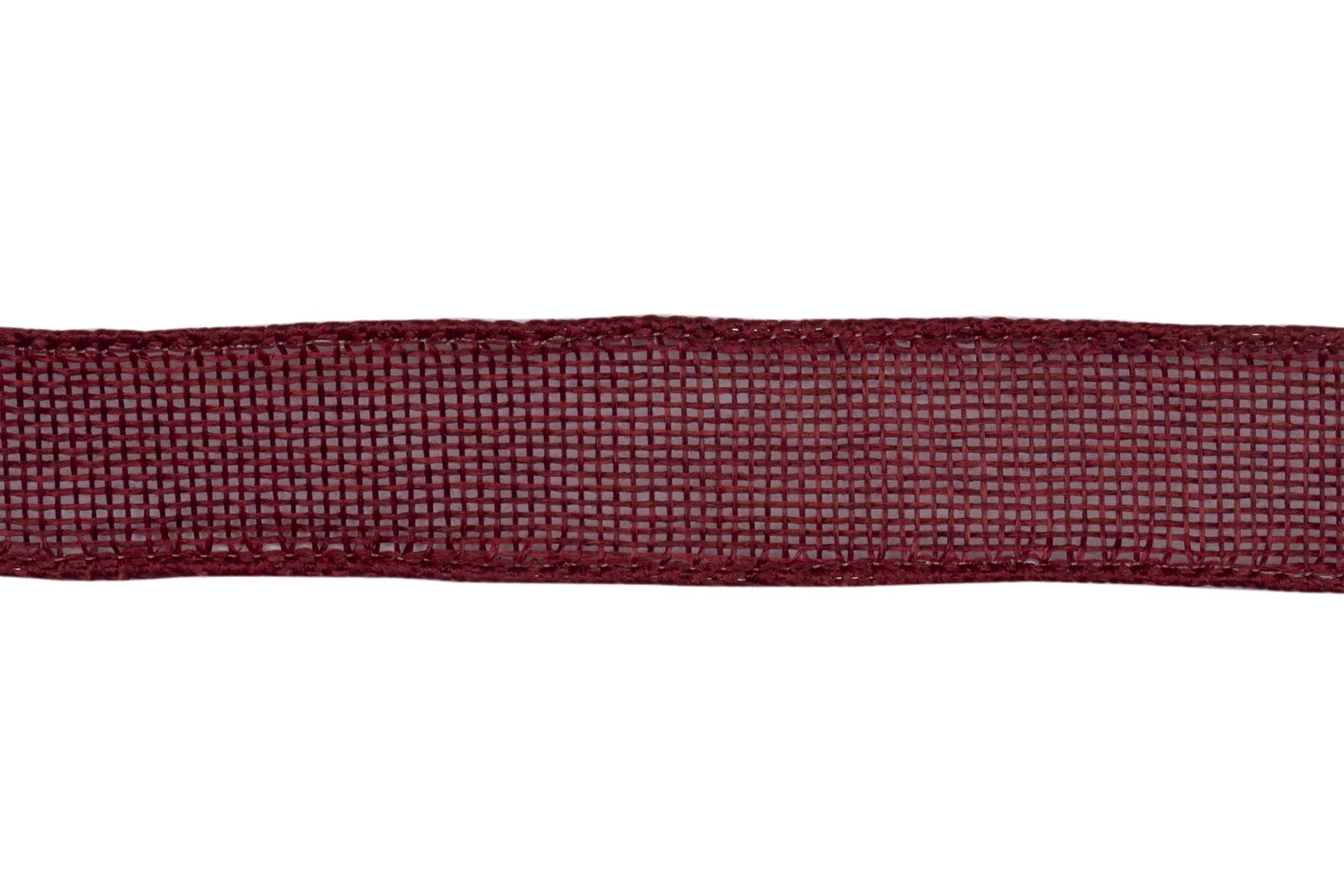 Ribbonitlux Burgundy Burlap Wired Ribbon, 25mm x 18 Meters, Wired Edge Burlap Ribbon for Gift Wrapping Big Bow, Wreath - Image 2