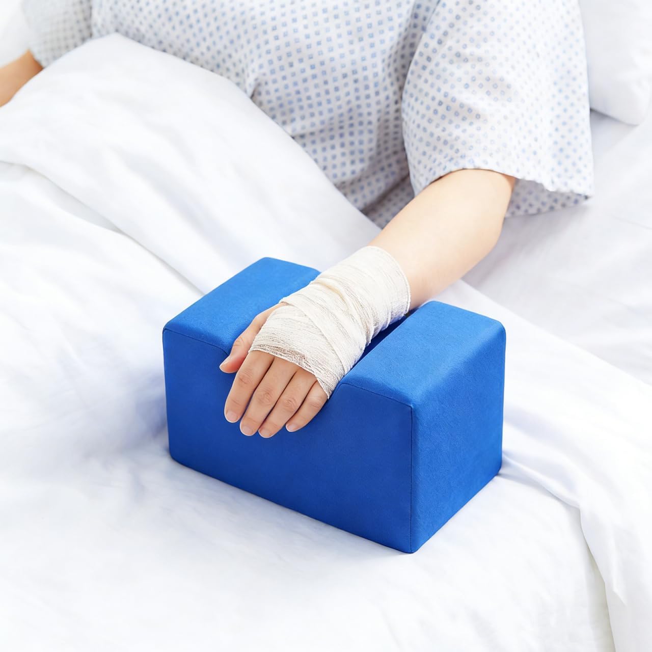 Protective Hand and Foot Pads 2-Pack Cushion for Bedridden Patients with Foot Elevator Pillow for Pressure Relief and Injury Protection 7.87X3.94 Inches Blue