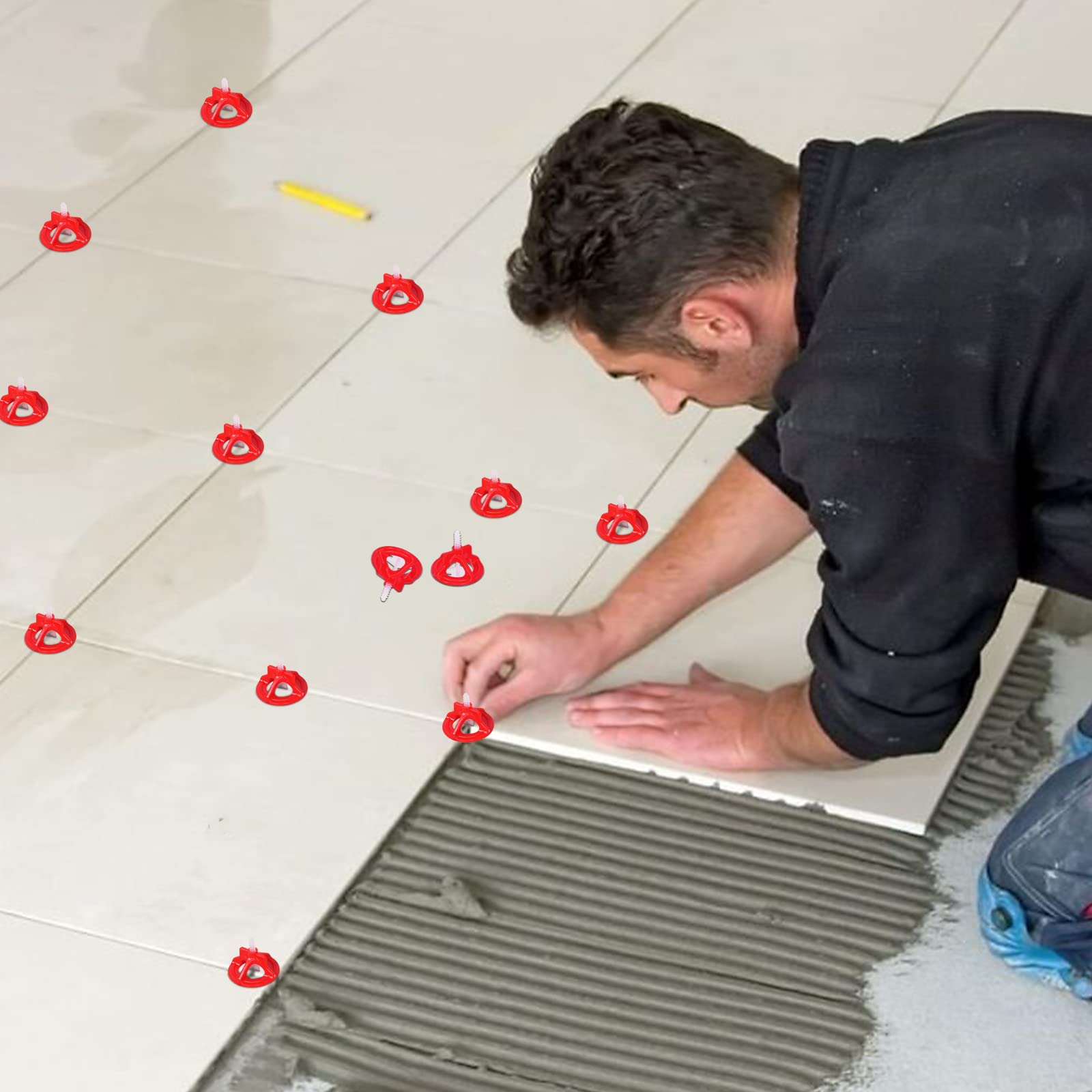 Set professionale di livellamento piastrelle 500base, distanziatori anti-scivolo per piastrelle da parete e bagno, 3mm (1/8”) strumenti di allineamento e spaziatura di precisione (3mm)