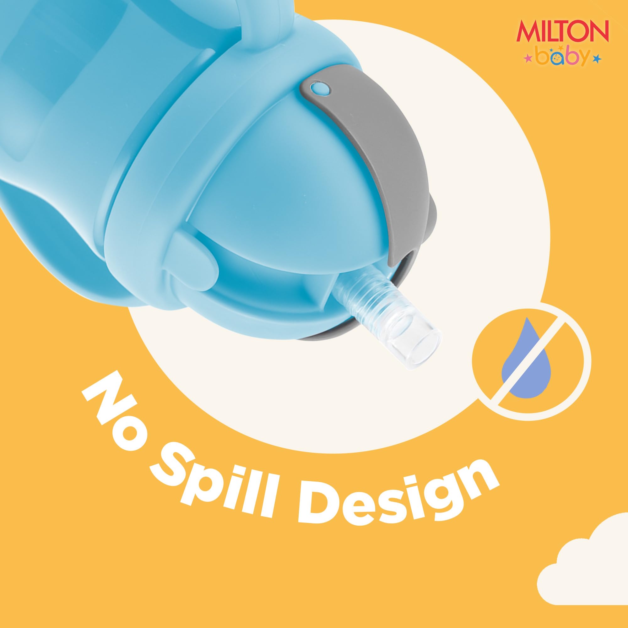 Milton Baby Flexible Straw Sipper Bottle | 360° Drinking with No-Spill Weighted Straw | BPA-Free, Food-Grade Material |Microwave & Sterilizer Safe,Sipper water bottle for kids 12+ Month,270 ml,Sky Blue