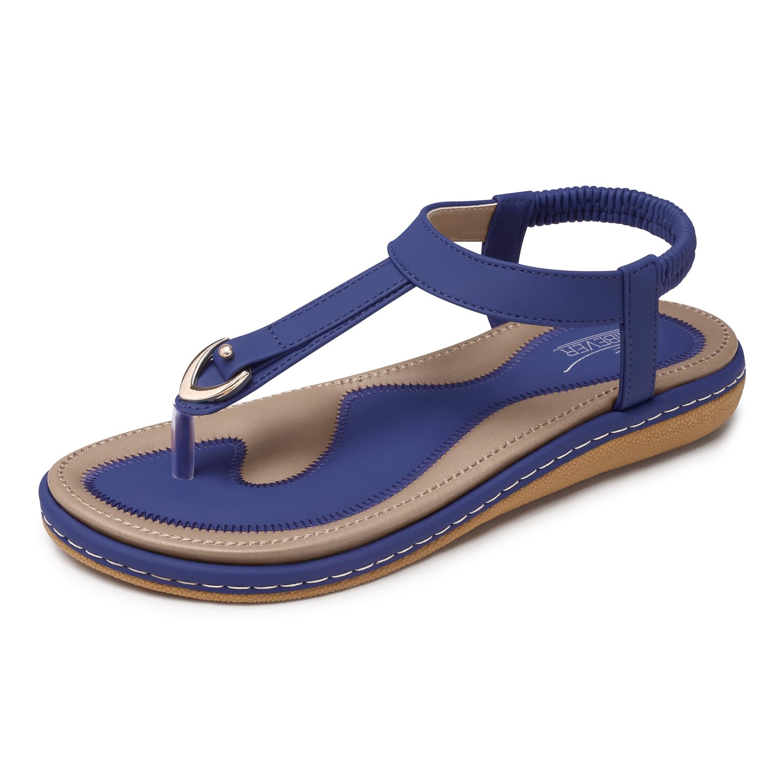 SHIBEVER Womens Sandals Summer Flat: Dressy Casual T-Strap Flip Flop Thong Flats Sandals - Comfortable Walking
