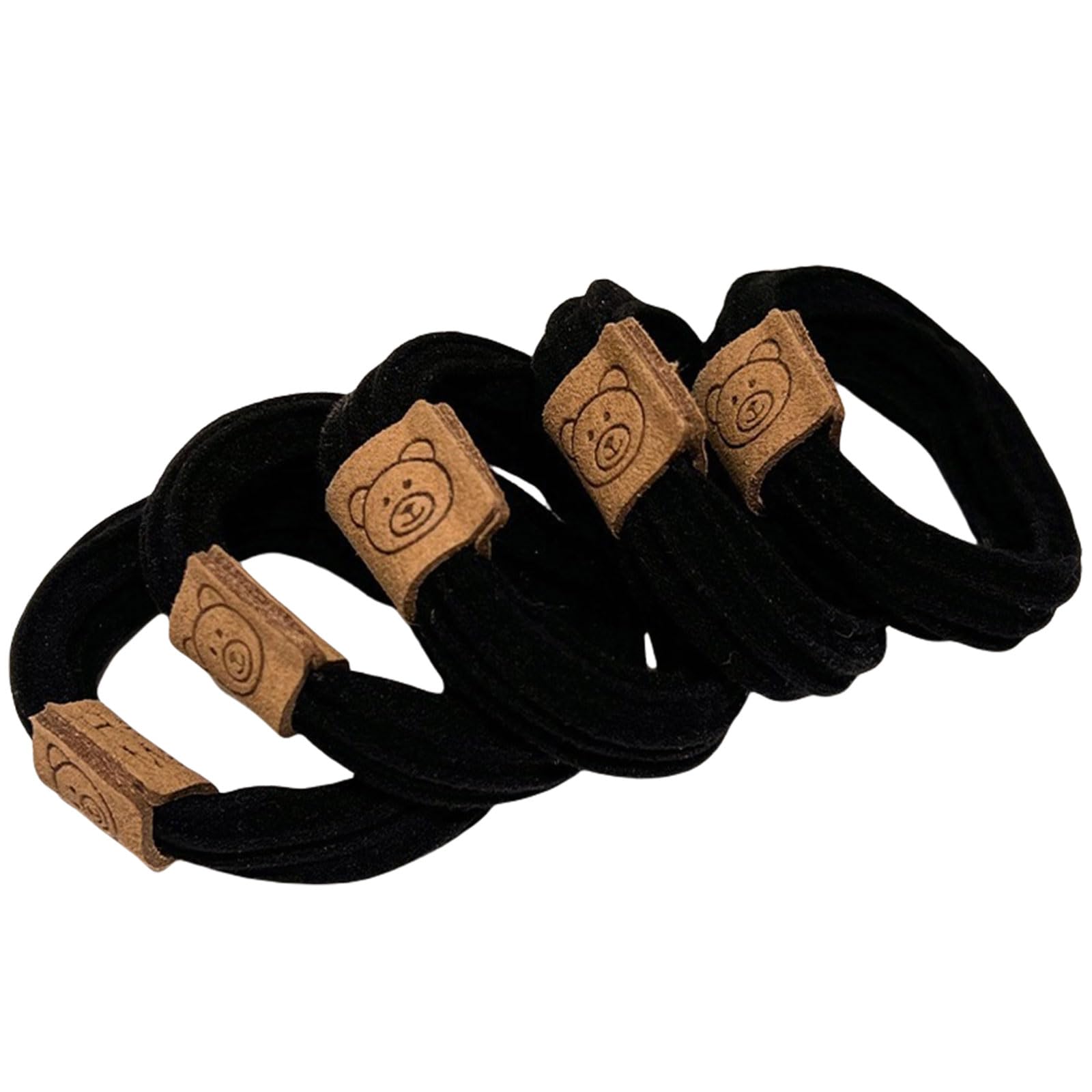 WISHNYMPH Girl Headwear,5 Pcs Elastic Scrunchies Simple Hair Tie Bear Hair Rings Enchanting Simple Hair Tie Hair Rope for Girls