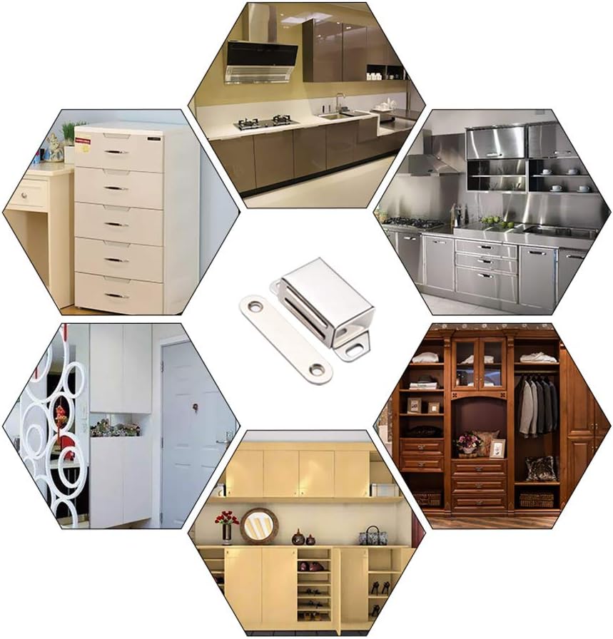 Mousike Cabinet Magnets 30lb Stainless Steel Magnetic Door Catch with Strong Magnetic for Kitchen Cupboard Wardrobe Closet Cabinet Door Drawer Latch