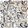 50 calcomanías de escultura y construcción histórica, arquitectura antigua, esculturas retro, calcomanías de estética artística para botella de agua, laptop, álbumes de recortes, regalos para artistas