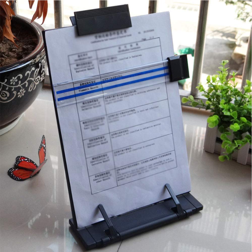 Schreibtisch-Dokumentenhalter, Metall, verstellbare Positionen, mit Leselinienführung, Schwarz