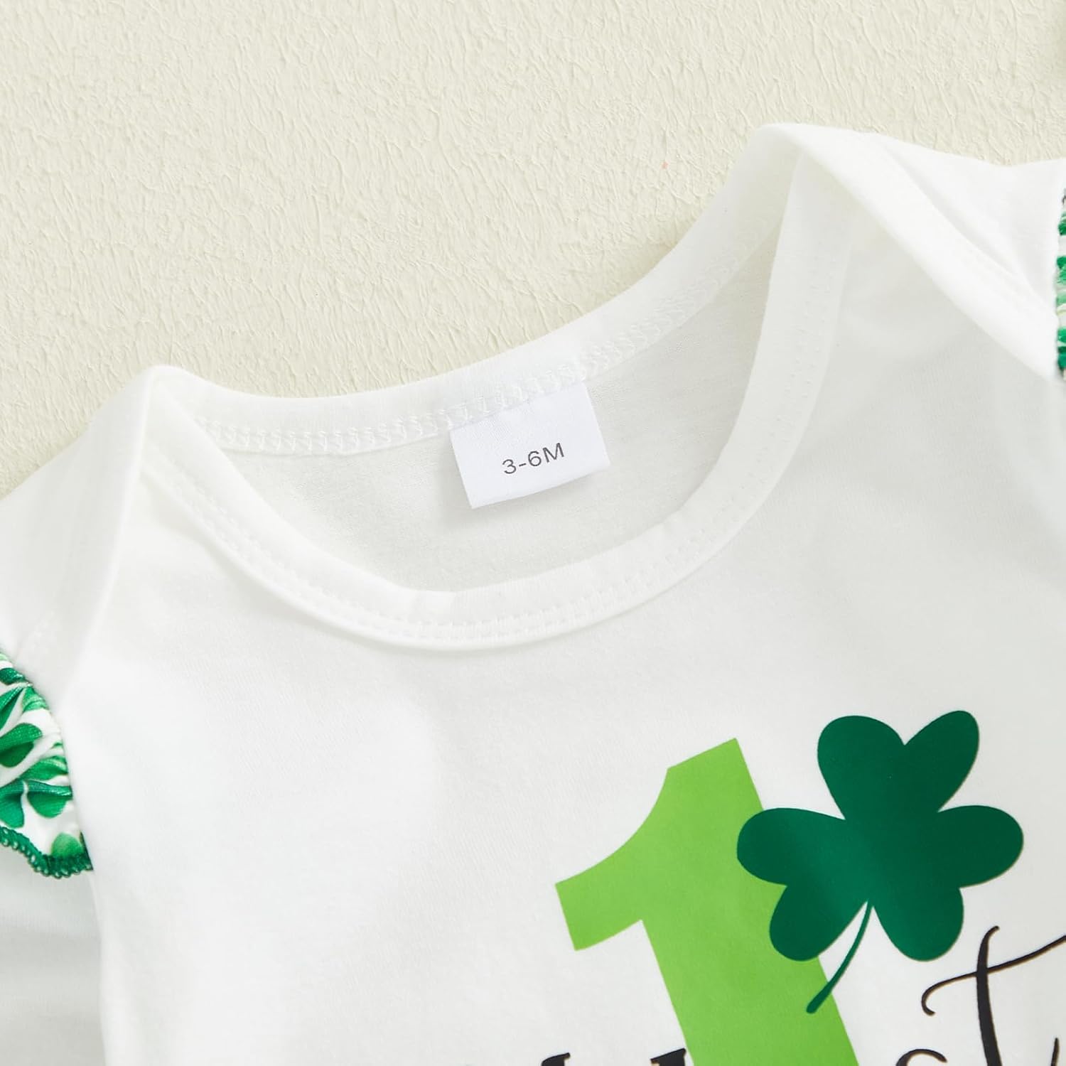 My First St Patricks Day Baby Girl Outfit Newborn Long Sleeve Romper + Clover Bell Bottoms + Headband Spring Clothes - Image 5