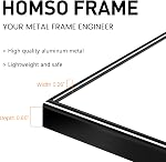 Homso 11x17 Picture Frame in Black, Metal Thin Board 11x17 Frame with Acrylic Plexiglass for Pictures A4 with Mat or 11x17 without Mat for Horizontal and Vertical