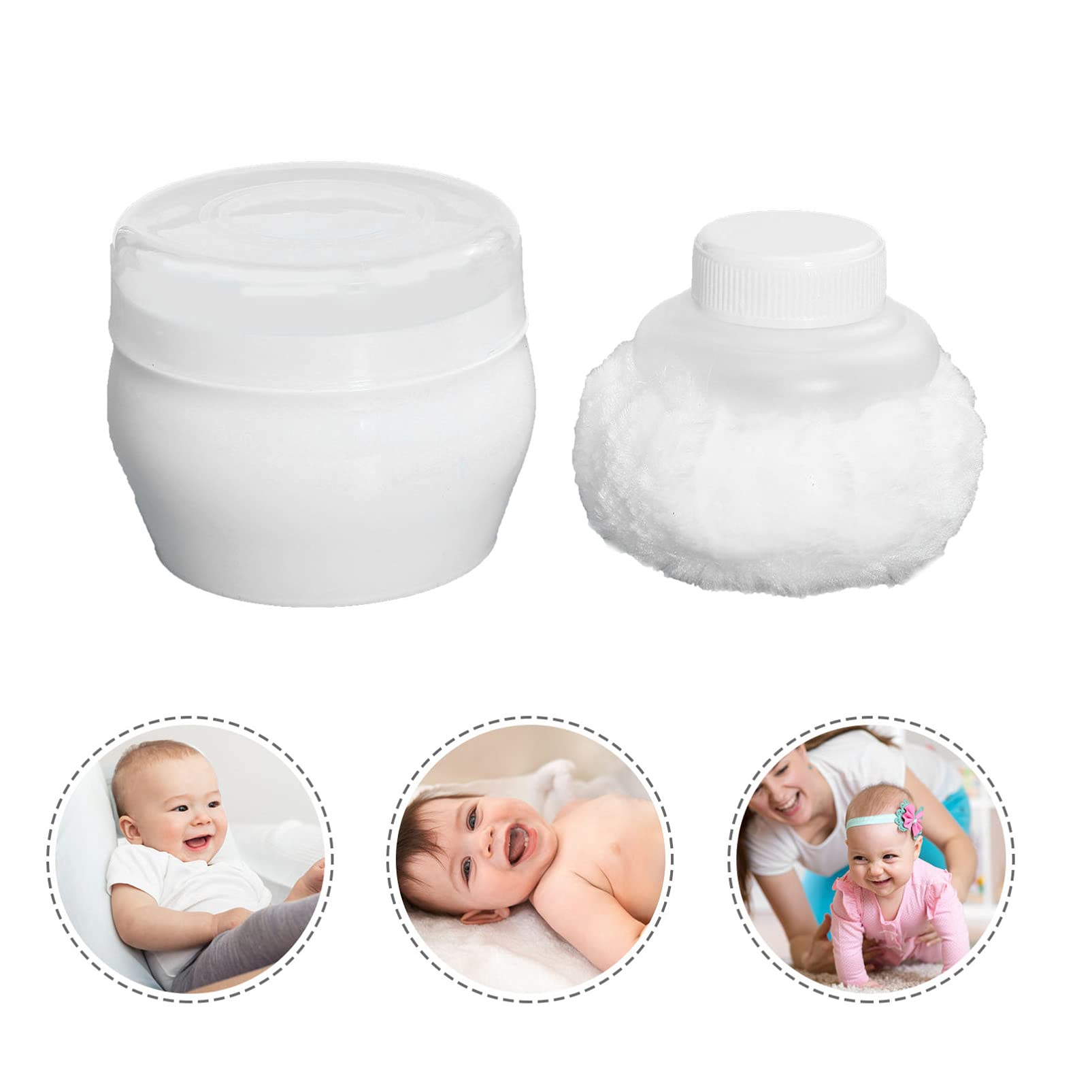 TOYANDONA 2 Ensembles Bébé Houppette Boîte Moelleux Corps Après- Bain Poudre Cas Bébé Soins Visage Corps Villosités Powder Puff Récipient Maquillage Cosmétique Poudre De Titulaire avec