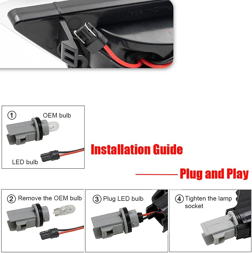 NJSBYL Smoke Lens White LED Side Marker Light Kits for Mercedes Benz W212 E-Class Pre-LCI E350 E550 E63 AMG 2010 2011 2012 2013 Sedan/Wagon Front Bumper Turn Signal Sidemarker Lamps Replacements