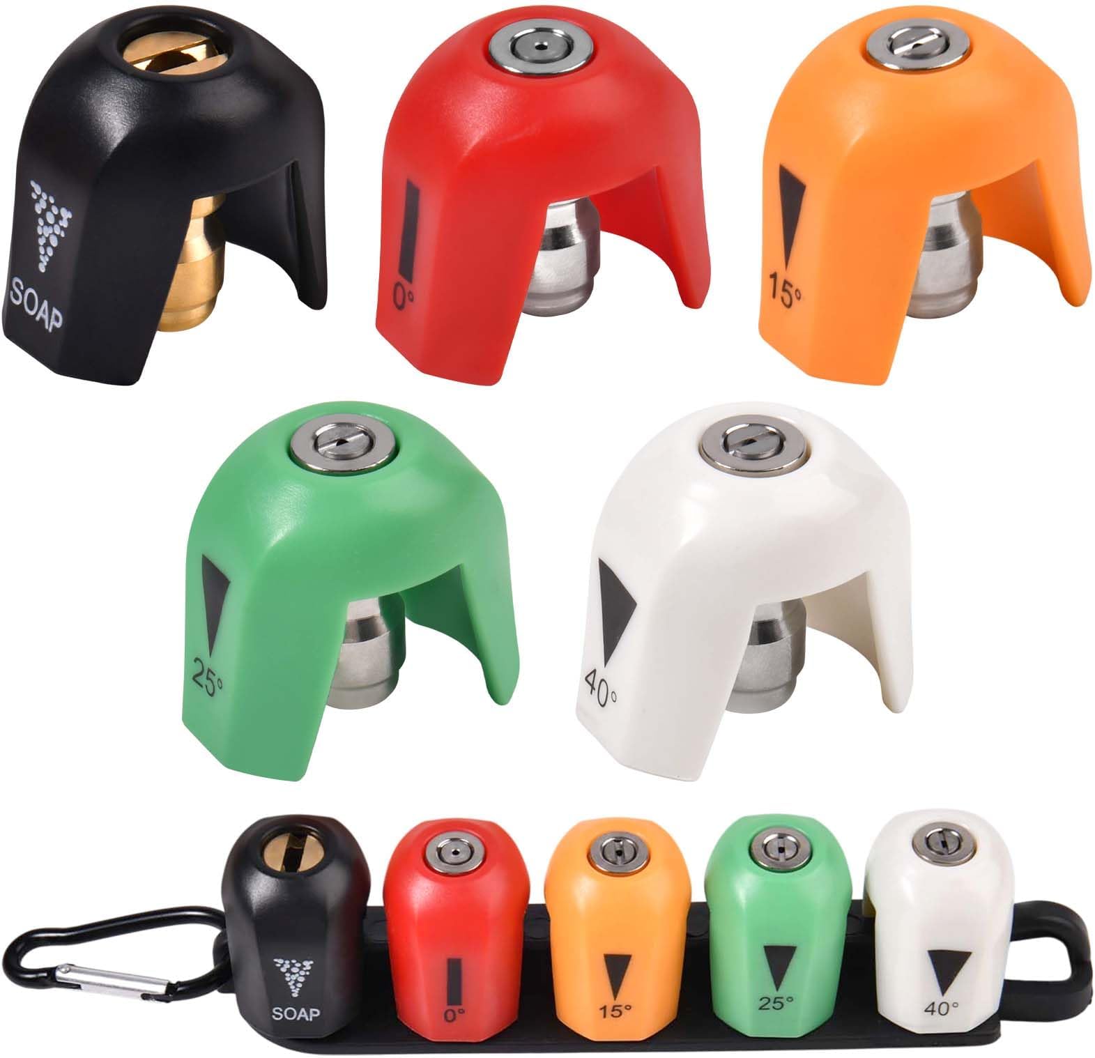5 Pack Quick Connect Pressure Washer Spray Tips for SPX3000-TPS, Nozzle Head Kit for Sun Joe SPX 3000 Series and Universal Pressure Washers (0 Degree, 15 Degree, 25 Degrees, 40 Degrees, Soap)