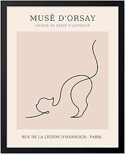 Poster Master Vintage Poster - Retro One Line Cat Drawing Print - Cat Art - Minimal Gift for Men, Women, Animal Lover - Abstract Wall Decor for Home, Office, Bedroom - 8x10 UNFRAMED Wall Art