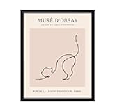 Poster Master Vintage Poster - Retro One Line Cat Drawing Print - Cat Art - Minimal Gift for Men, Women, Animal Lover - Abstract Wall Decor for Home, Office, Bedroom - 8x10 UNFRAMED Wall Art