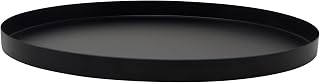LEVI - Bandeja decorativa redonda de hierro en negro mate, diámetro 34 cm