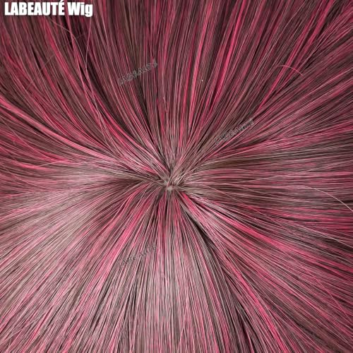 Image of LABEAUTE Yamada Cosplay Wig Claret Red Layered Anime Wig for Smoking Behind the Supermarket Heat Resistant Synthetic hair for Halloween /Party