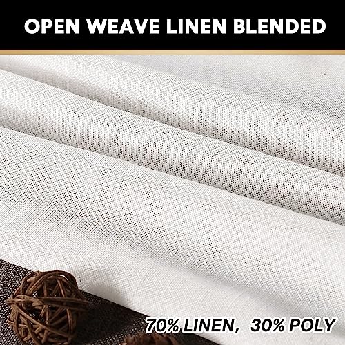 Natural Linen Blended Curtains Window Treatments Panels For Living Room Grommet Top Light Filtering Drapes Privacy Added Linen Textured Curtains, 2 Panels (Off White, 52" W X 96" L) #TOP1
