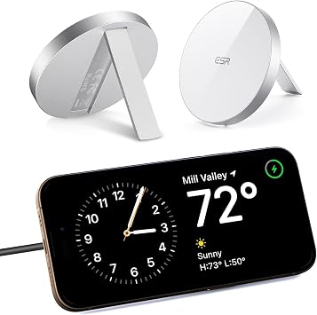 ESR for Magsafe Charger, Wireless Charger Kickstand, Charging Pad for iPhone 16/15/14/13/12 Series and AirPods 4/3/Pro/Pro 2, Galaxy S25 Strong Magnetic Charging Pad with 5 ft Removable Cable, White