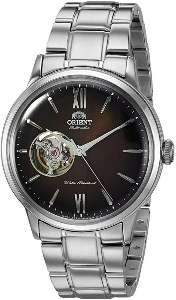 Orient Men's Helios' Stainless Steel Japanese-Automatic/Hand Winding Open-Heart Display