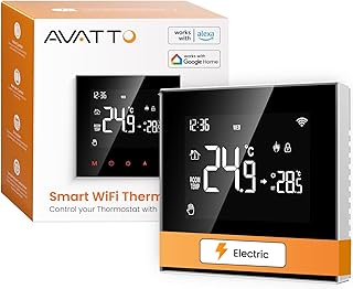 AVATTO Thermostat für Elektrische Fußbodenheizung Smart WiFi Thermostat Programmierbar Raumthermostat Unterstützen Alexa, Google Home Sprachsteuerung und Smart Life App Fernbedienung (2.4GHz-WiFi)