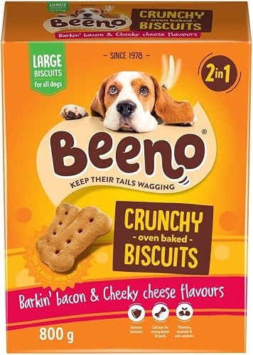 Beeno Large Breed Traditional Crunchy Biscuit Treats Bacon & Cheese 800g