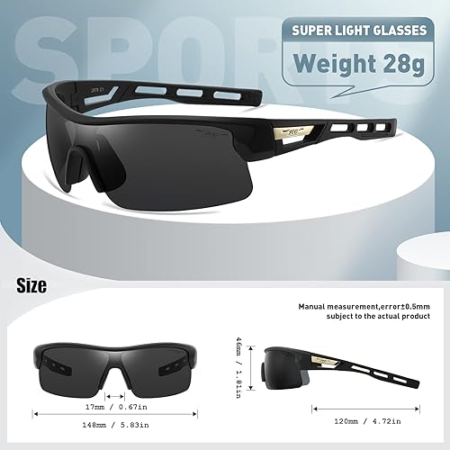 Miniatura 2 de 100 CLASSIC Gafas de sol deportivas polarizadas para hombres y mujeres, TR90 UV 400, protección FHD lente ligera