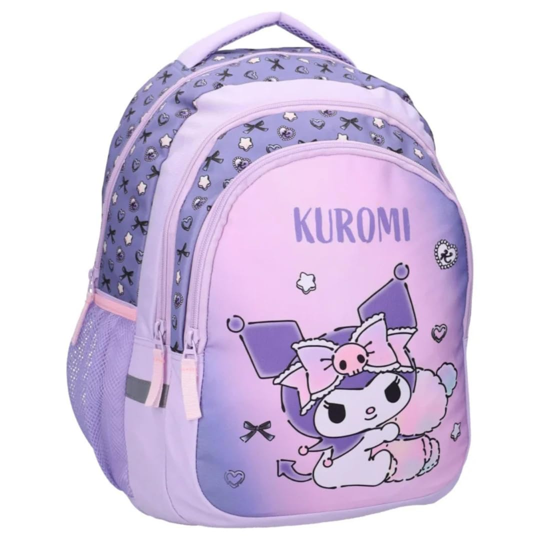 mybagstory Zaino Kuromi Viola Ufficiale Sanrio | Zaino scolastico grande capacità per la scuola elementare | Zaino Kawaii leggero e resistente | Idea regalo per rientrare e tempo libero da 5 anni