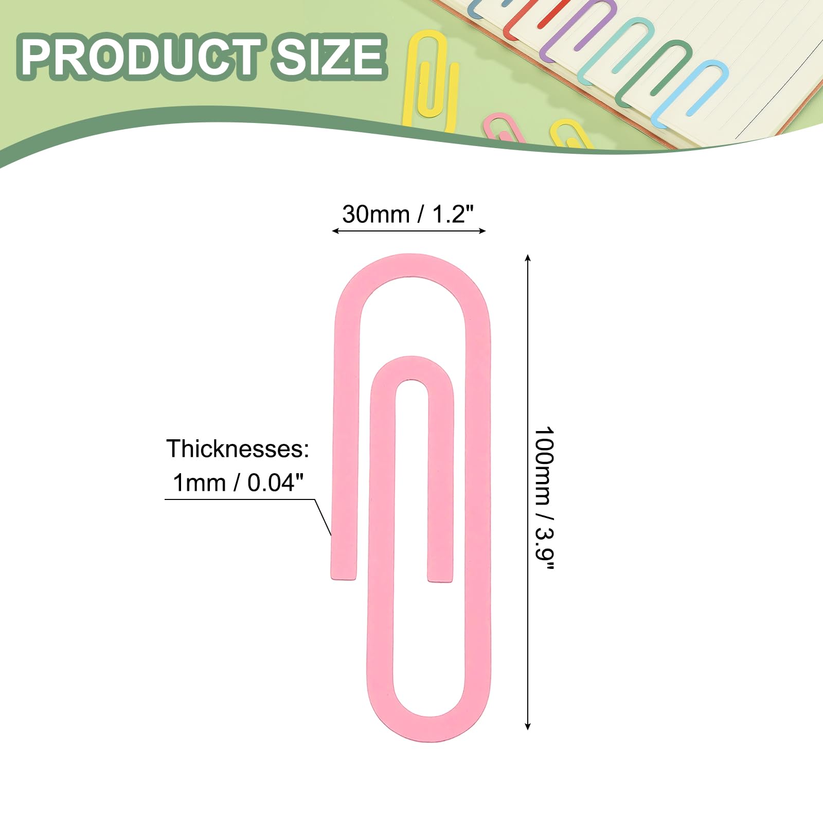 PATIKIL 4" Paper Clip Bookmarks, 8Pcs Metal Book Marks Page Markers Gift for Book Reading Notebook Document Office Teacher Reader, Pink - Image 2