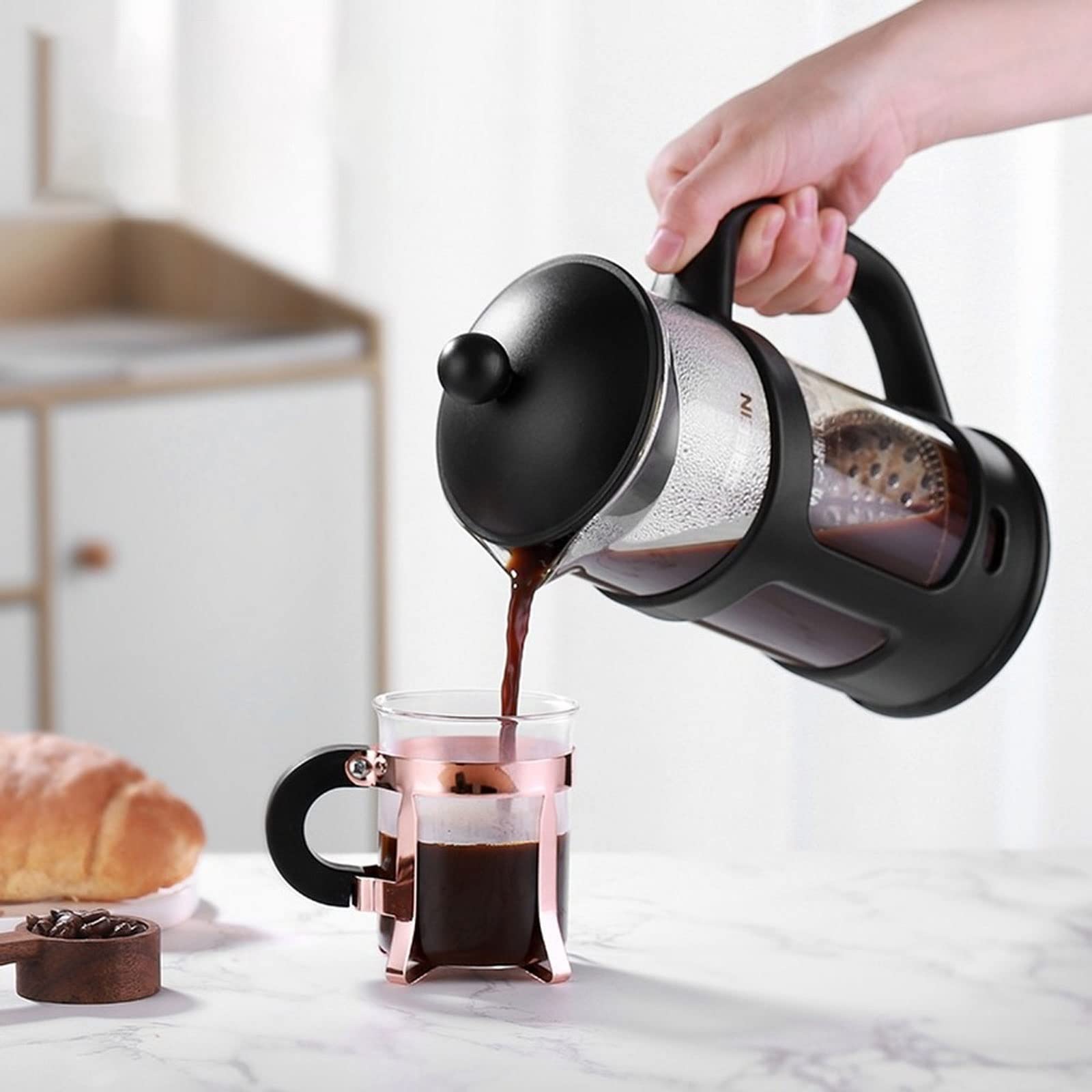 DieffematicKF Cafetiere Pots de café 35 0ml Voyage de Bouilloire respectueux de l'environnement Portable français Presse Grand Presse à café Portable