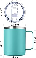 Vista 164 de MEWAY 12oz Coffee Mug With Handle 8 Pack Bulk,Stainless Steel Insulated Travel Tumblers With Sliding Lid,Double Wall Vacuum Camping Cup for Hot &