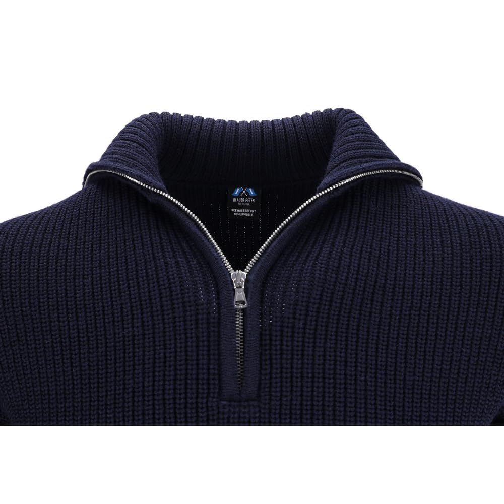 Blauer Peter - Merino-Troyer - Pullover - Metall-Zip - 10 Farben