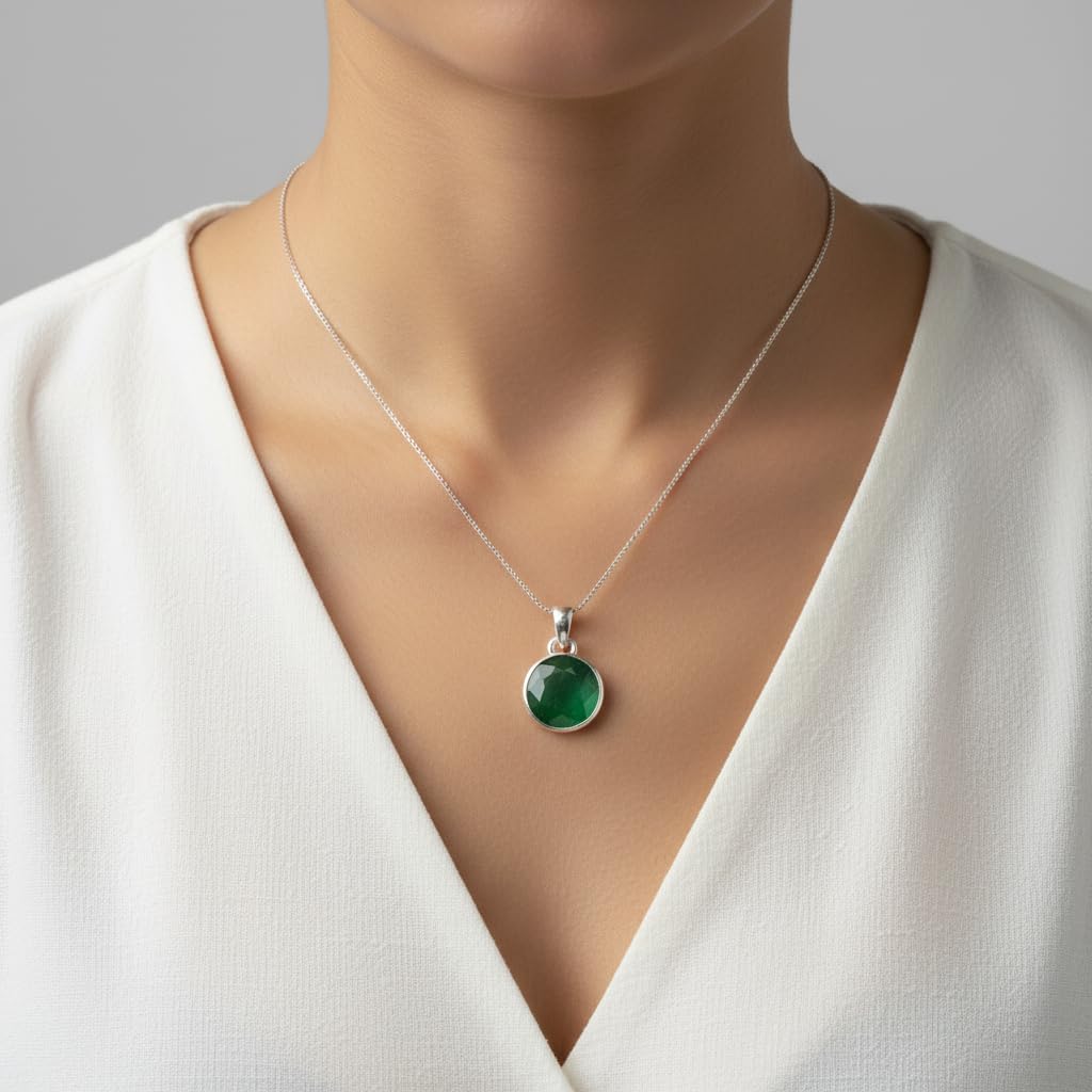 Smaragd Anhänger 6 Karat natürlicher ovaler Edelstein 925 Sterling Silber