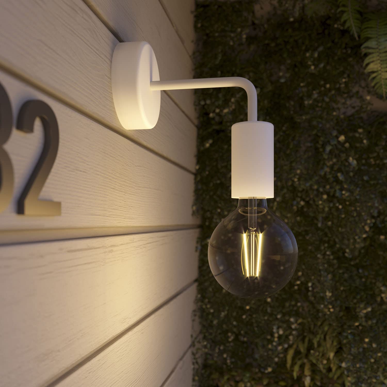 creative cables Fermaluce EIVA ELEGANT con estensione a L, rosone e portalampada IP65 waterproof - Con lampadina, Bianco