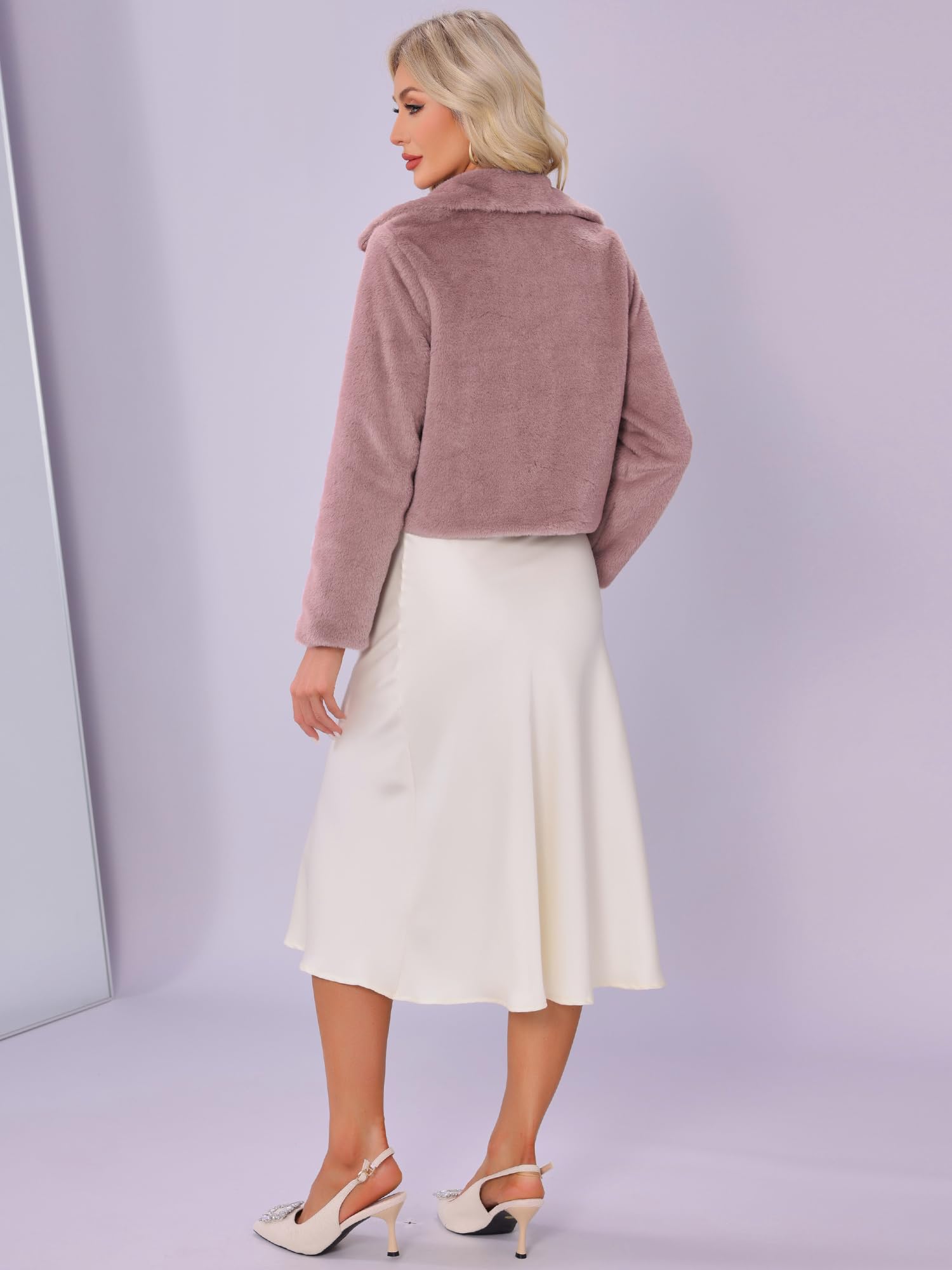 Allegra K Abrigo de Pelo Sintético para Mujer, Ideal para Bodas de Invierno, Botones a Presión
