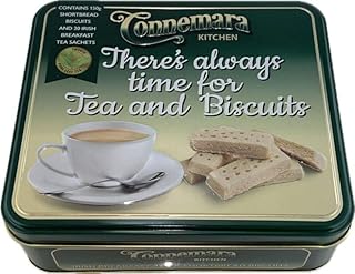 JC Walsh and Sons Connemara Irish Tea & Shortbread Biscuits Combo – 20 Tea Sachets & 5.29oz Butter Cookies in Reusable Tin – Gift for Tea Lovers (Breakfast Tea & Biscuits)