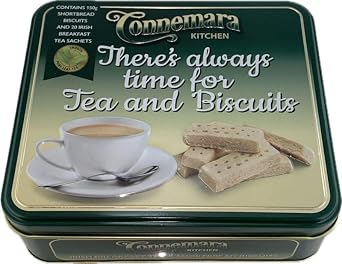 JC Walsh and Sons Connemara Irish Tea & Shortbread Biscuits Combo 20 Tea Sachets & 5.29oz Butter Cookies in Reusable Tin Gift for Tea Lovers Breakfast Tea & Biscuits