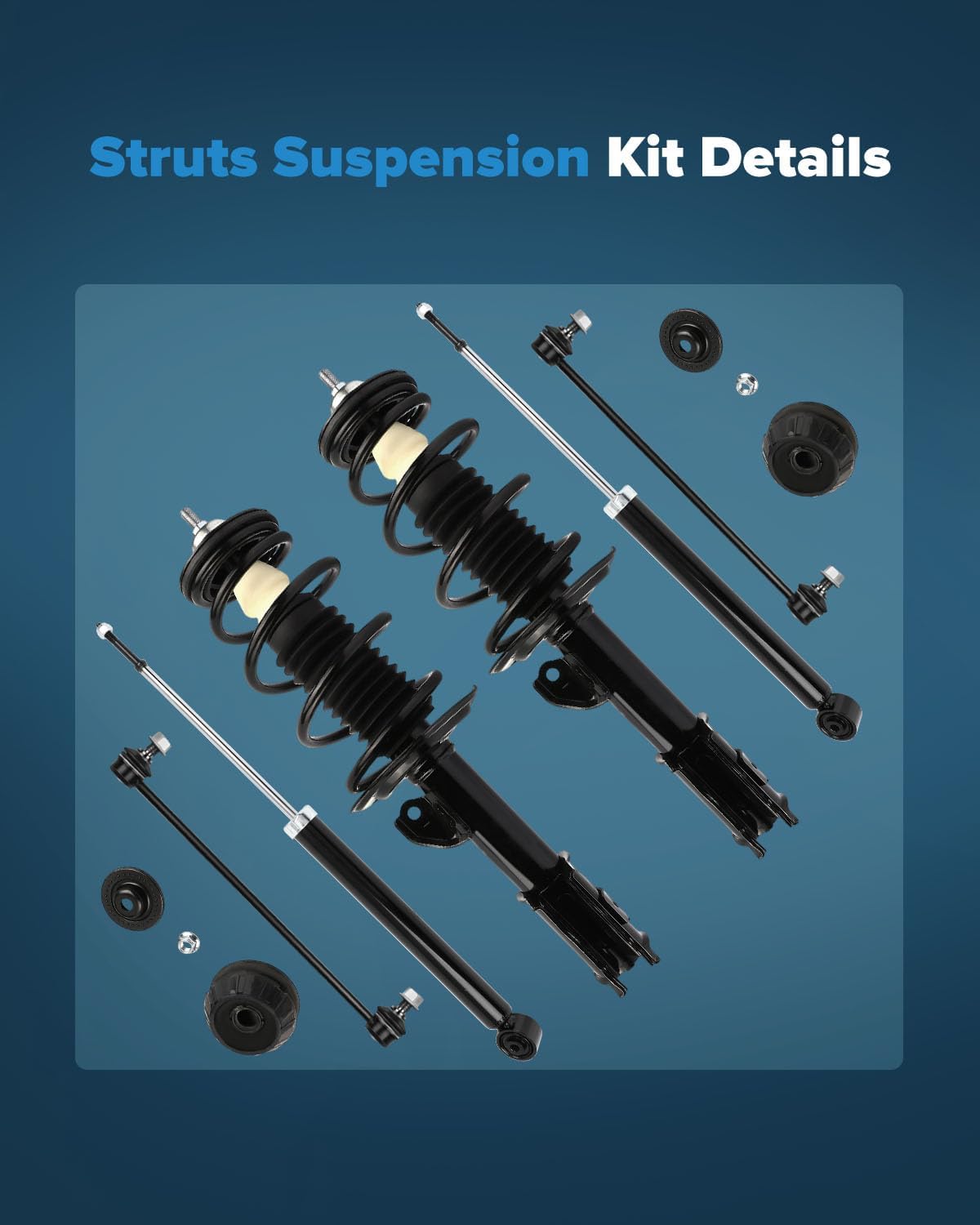 Struts Shock suspension kit for Toyota Yaris 2007 2008 2009 2010 2011 2012 for Toyota Yaris Front Complete Strut and Rear shock absorber Stabilizer Bar Link 6 Pcs, 272288 343442 K80879