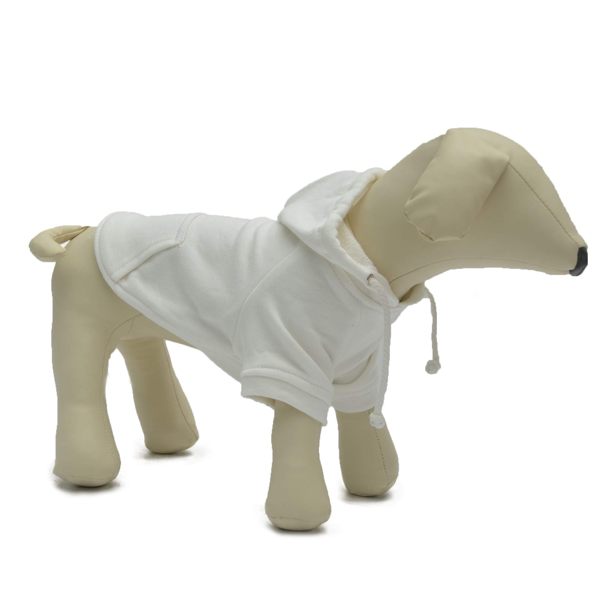 Lovelonglong Blank Basic Hoodie Sweatshirt for Dogs 100% Cotton Fits Small Medium Dachshund Large Dog Off White XXL