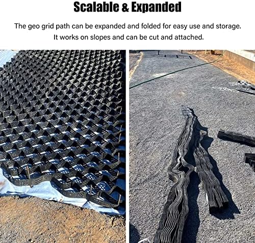 Honeycomb Gravel Pavers - 2" Thick Driveway & Camper Pad Geo-Grid, Durable Ground Reinforcement for Plastic Shed Foundation & Steep Incline Stability