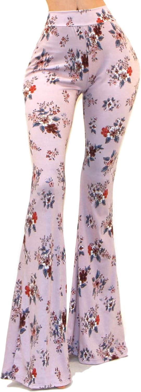 Vivicastle Women's USA Boho Solid Hippie Wide Leg Flared Bell Bottom Pants at  Women’s Clothing store