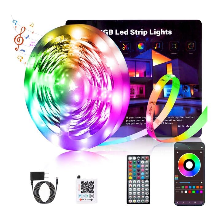 Ledagic Led Lights for Bedroom 60 ft (1 Roll) 450Leds Smart Led Strip Lights with App Remote Control RGB Music Sync Color Changing Lights for Bedroom Kitchen Party Home Decoration