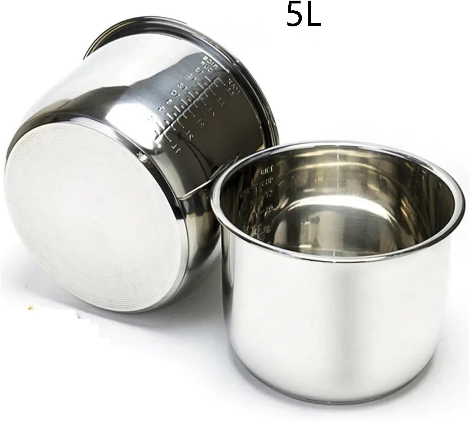 Rice Cooker Liner Pan 5L Inner Pot Replacement 304 Stainless Steel Liner Rice Cooker Pressure Cooker Double Bottom Liner Pans Thicken Inner Pot