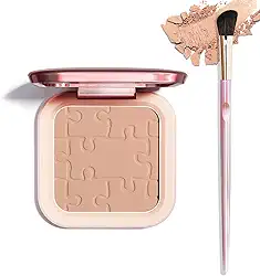 Kit de paleta de pó de contorno creme com pincel e espelho, paleta de pó de contorno em tom fresco bronzeador fosco para maquiagem de escultura facial (#C02 marrom macio)