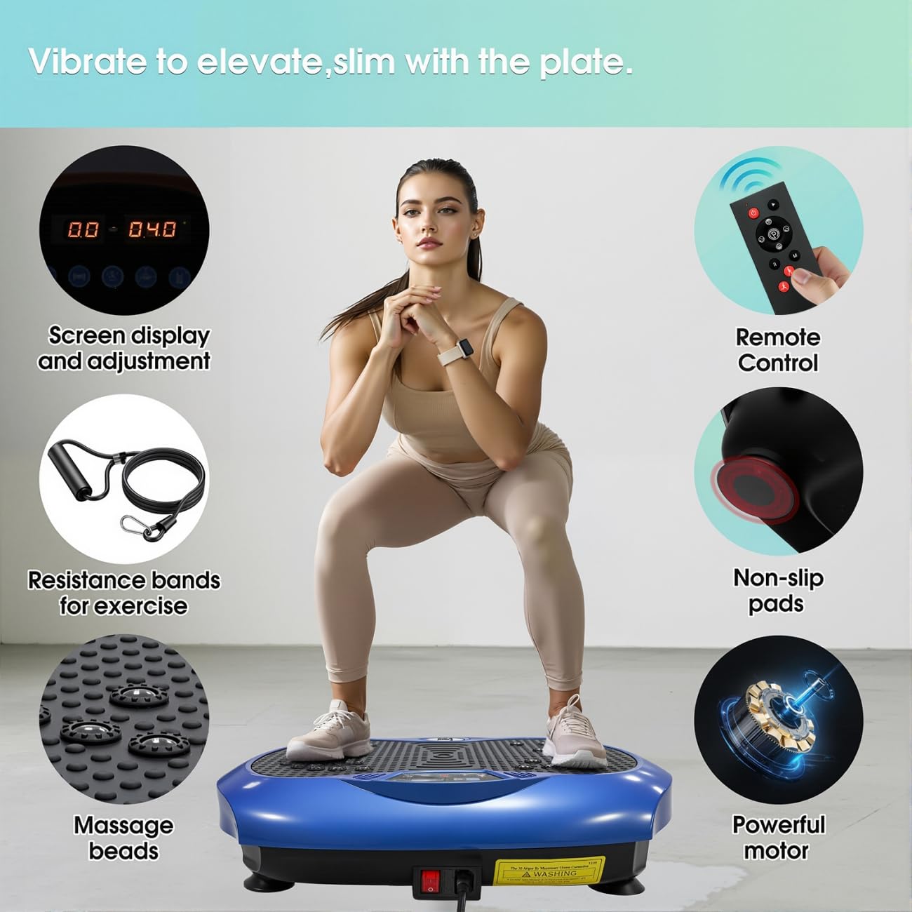 Cockatoo UltraVibe Vibration Plate Machine for Home with Remote Control, 5 Program Modes, Bluetooth & LCD Display, Weight Loss Machine for Women & Men 150W Power