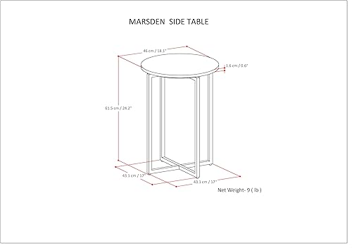 Miniatura 3 de SIMPLIHOME Marsden - Mesa auxiliar redonda de acero inoxidable pulido de 18 pulgadas de ancho en blanco y plateado, mesa decorativa moderna para
